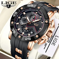 LIGE Top Brand Luxury Quartz Man Watch Fashion Casual Sport Silicone Strap Clock Personality Waterproof Luminous Watches for Men