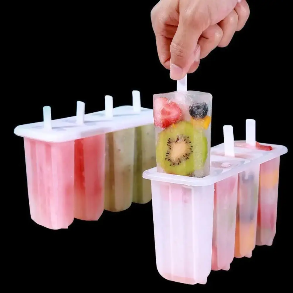 4-Link Old Popsicle Mold With Lid Home Made Homemade Mung Bean Popsicle Homemade Ice Cream Frozen Ice Cream Molds