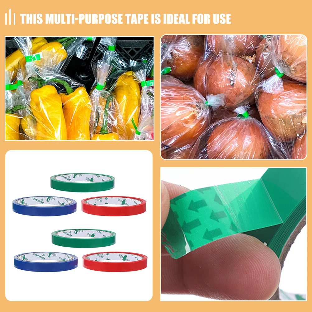 

15 Rolls Bag Sealing Tapes Multi-Purpose Seal Taping for Mailing Bags Candy Fruit Vegetable Packaging Tying Tape Refills
