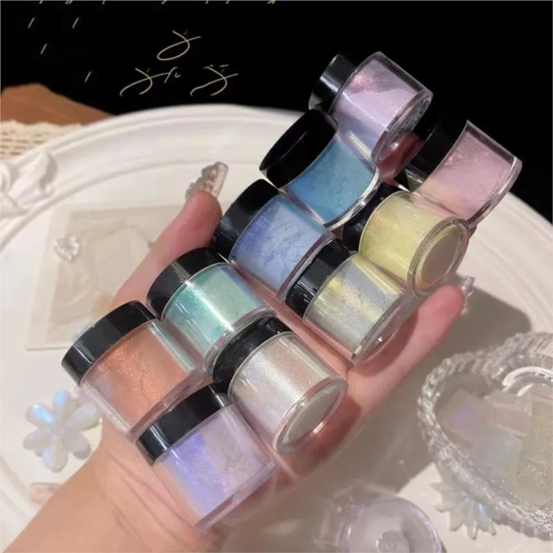 

1jar Holographic Neon Shimmer Nail Glitter Aurora Chrome Pigment Nail Powder Fine Glitter Rubbing Dust Mirror Polish Decoration