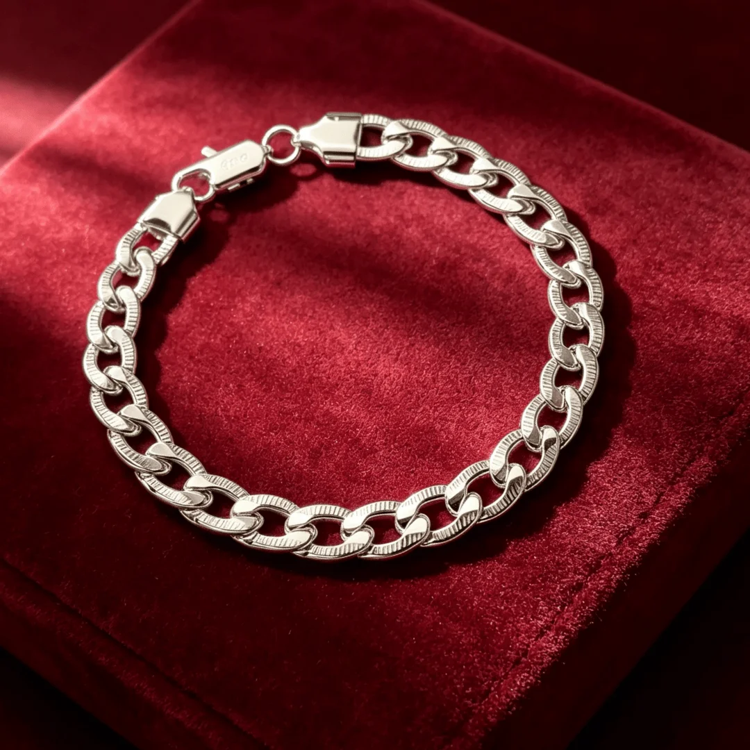 Custom 925 Sterling Silver noble 8MM Flat Chain Men's women Bracelets Wedding Party Anniversary Gift Fashion original Jewelry