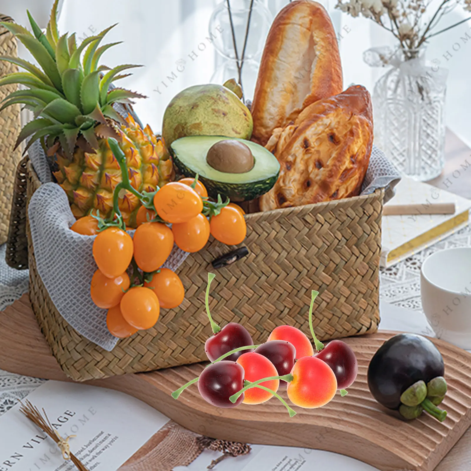 

60 Pcs Fruits Realistic Decor Plastic naments for Photo Realistic Fruit naments Studio Home Decoration Fruit Models Simulation
