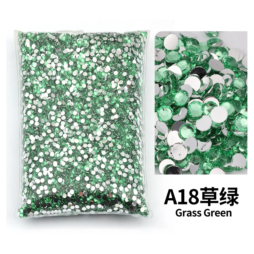 

Травяной зеленый 2-6 мм, стразы из смолы без горячей фиксации, оптовая продажа, пластиковые кристаллы с плоской задней частью, обрезки ногтей, кристаллы для поделок