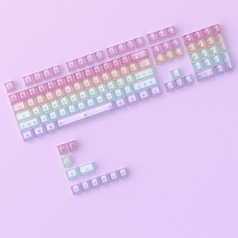Iridescent Mist Candy KeycapsPCTransparent115Original factory-made key setDIYMechanical Keyboard