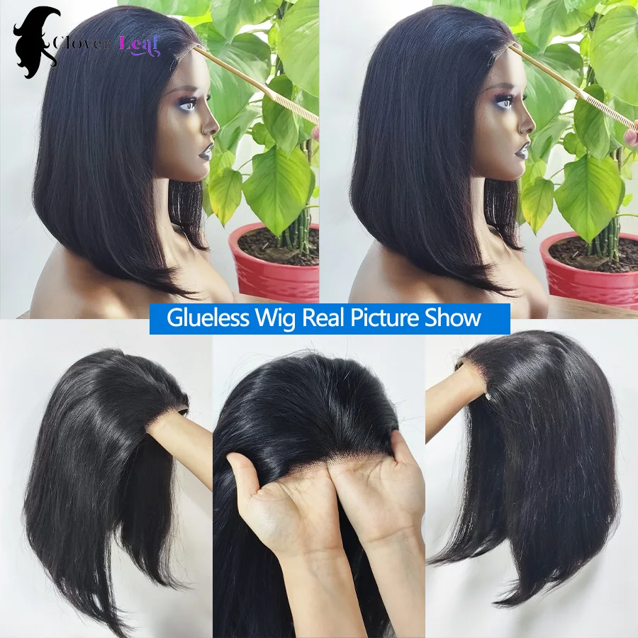 Bob Wig Glueless Wig Human Hair Ready To Wear Straight Bob Hair Wig Human Hair 12 Inch Pre Cut Lace 4x4 Closure Wig