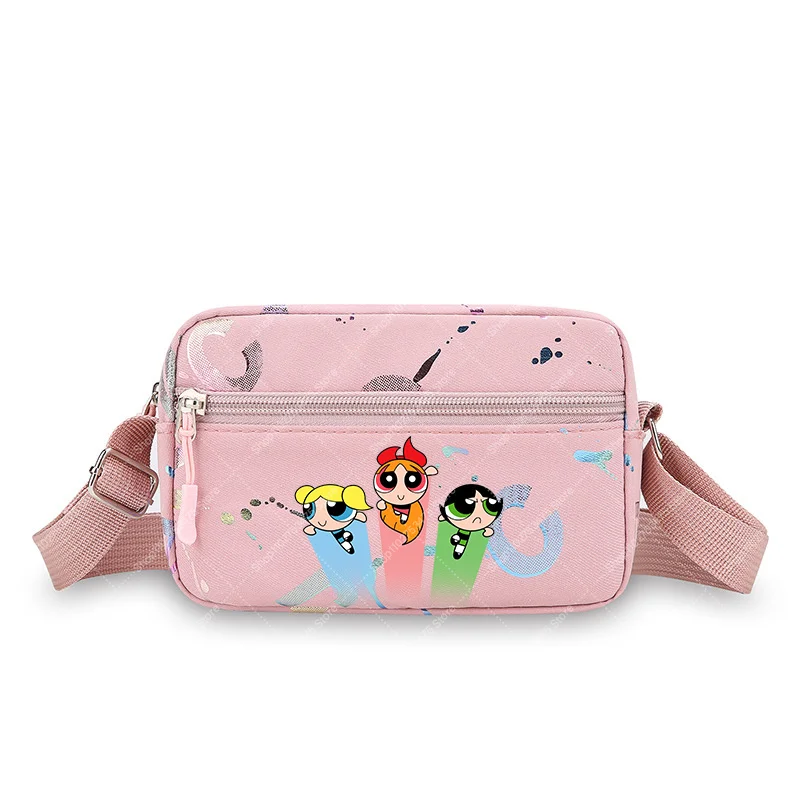 Kawaii The Powerpuff Girls Niedliche Handy-Aufbewahrungstasche Cartoon-bedruckte Umhängetasche Anime Lässige Schulterhandtaschen Geburtstagsgeschenke