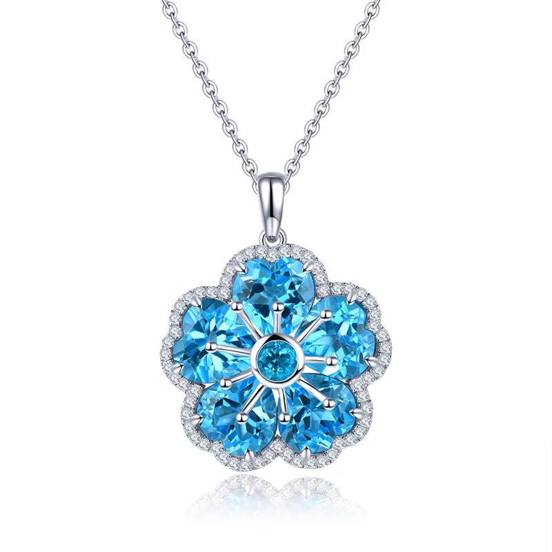 

Natural Deep Blue Topaz Sterling S925 Silver Pendant 8.2 Carats Genuine Gemstone Topaz Women Romantic Classic Fine Jewelry Gifts