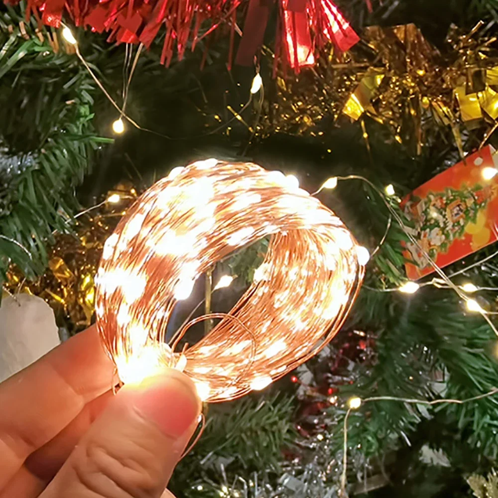 LED String Lights 1M 2M 3M 5M 10M 20M USB Copper Wire Garland Fairy Lights for Christmas Decoration Wram White/White Four Colors