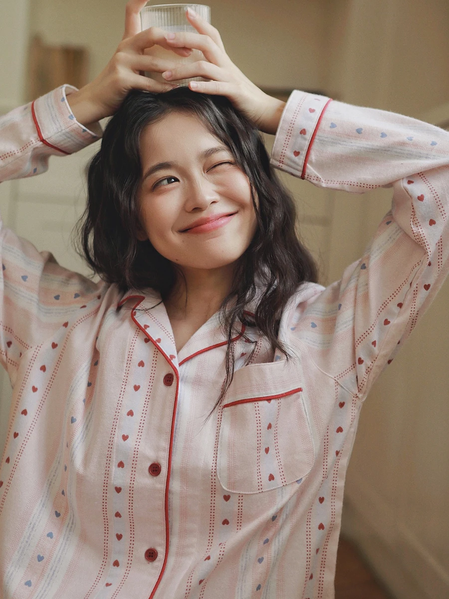 

Pure Cotton Flannel Spwear Long Sve Long Pants Home Clothes for Women Soft Comfortable Leisure Sle Outwear Suitable f...