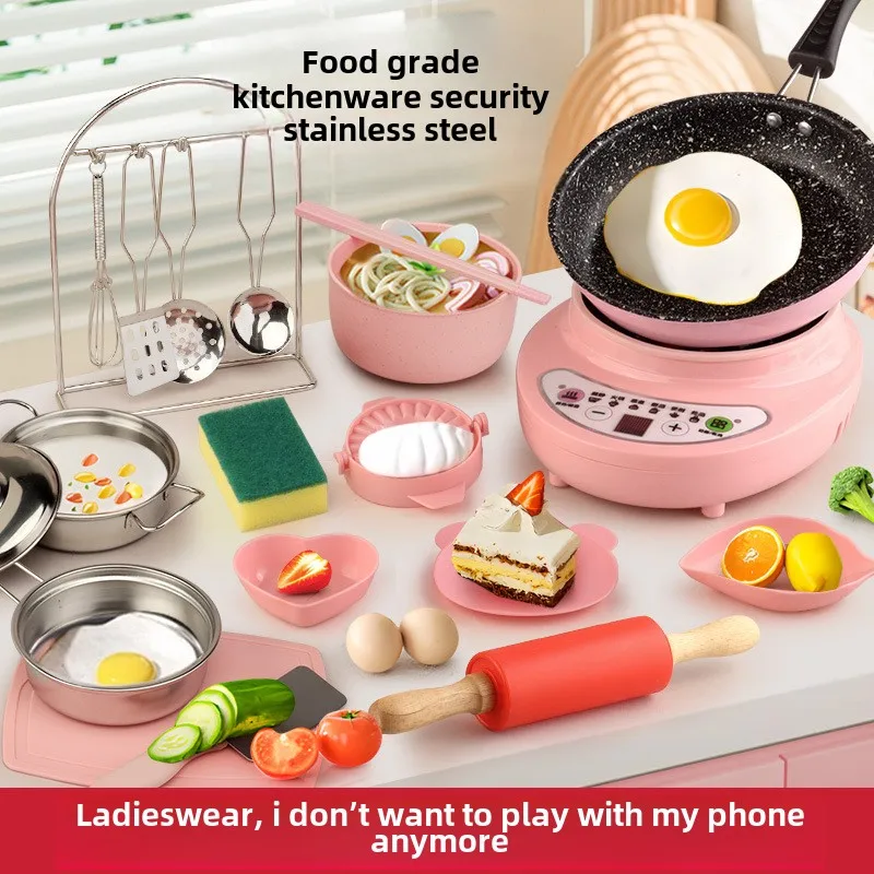 

Children's mini kitchenette toys real cook full set of Internet celebrity cooking toys