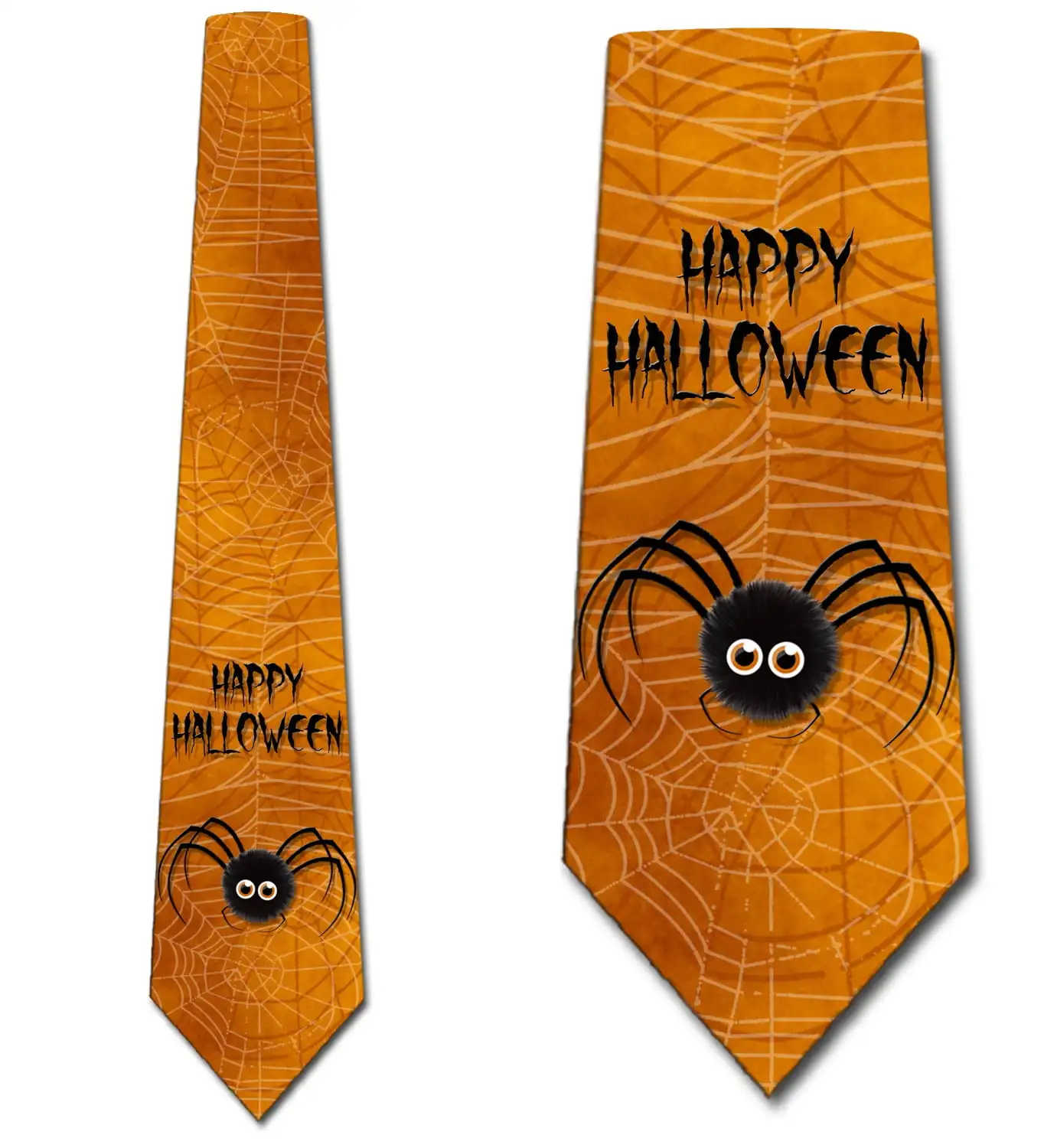 Spider Ties Mens Orange Happy Halloween Necktie for Men Women Bow Men Accessories One Size
