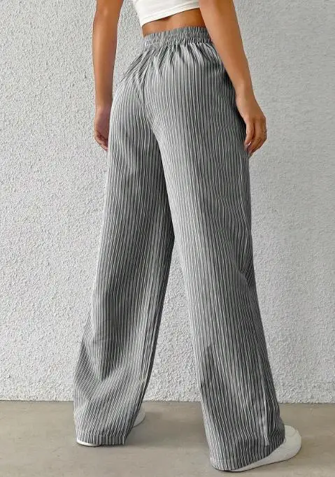 

2025 New Women's Striped Wide Leg Pants Casual Street Fashion Loose High Waist Pants Female Daily Clothing Thin Trousers