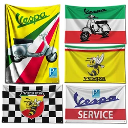 3x5 Ft Italy Vespa Scooter Flag Polyester Digital Printing Banner for Garage Wall Art Out Door Decoration With Brass Grommets