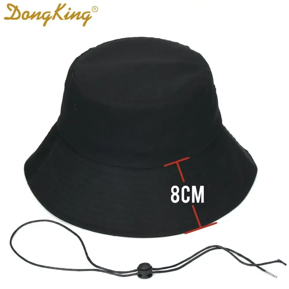 

DongKing Big Size Big Visor Bucket Hats Windproof String Hat Large Head Cotton Bucket Caps High Quality Pig Nose Buckle Adult