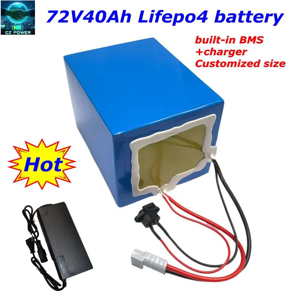 

Литиевая батарея Lifepo4, 72 В, 40 Ач, BMS 24S, для мото électrique 3000 Вт, 5000 Вт, 6000 Вт, скутер électrique, voiture d'équilib