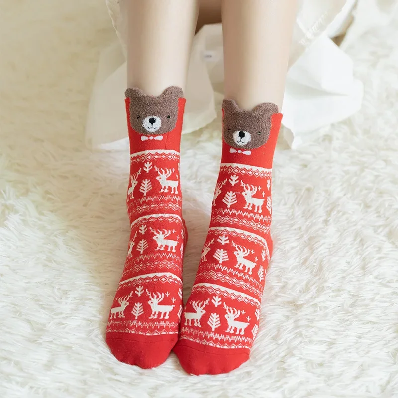 Women Christmas Socks Japanese Cotton Cartoon Elk Cute Animal Socks Christmas Supplies Home Clothing for Woman New Year Gift