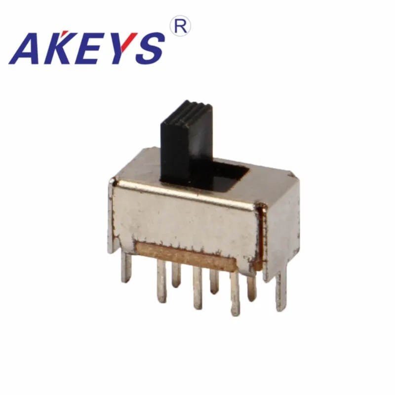 10PCS SS-22E01 2P2T Double pole double throw 2 position slide switch DIP 6 pin verticle type with 2 fixed pin