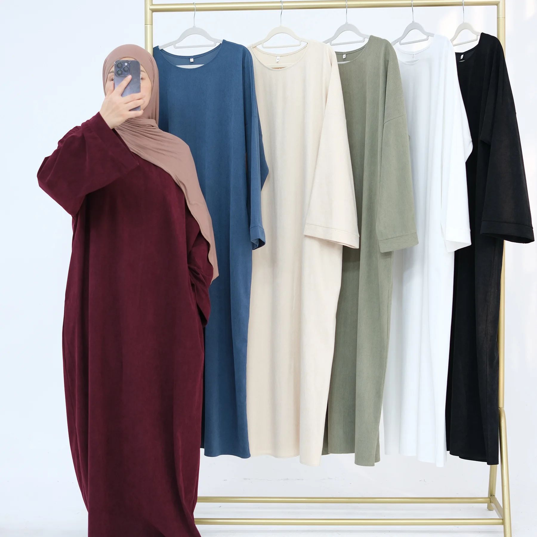 Robe longue arabe pour femmes musulmanes avec poche, Jalabiya Ramadan, Abaya, Monochromatique, Maroc, Dubaï, Kaftan, Islam, Robe éducative, Largos, Eid, 2025 14