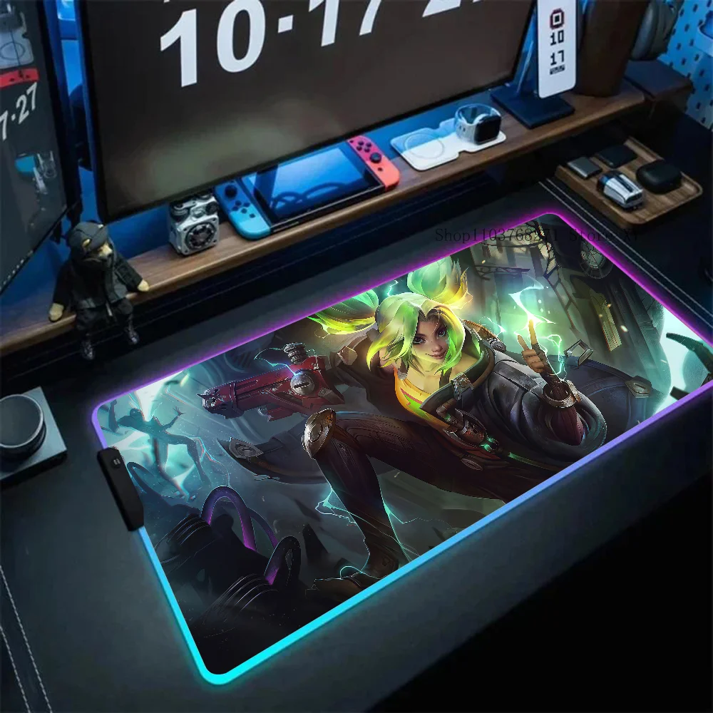 Zeri Immortal Journey League Of Legends Mousepad XXL RGB Gaming Mouse Pads HD Black Gamer Accessories Large LED