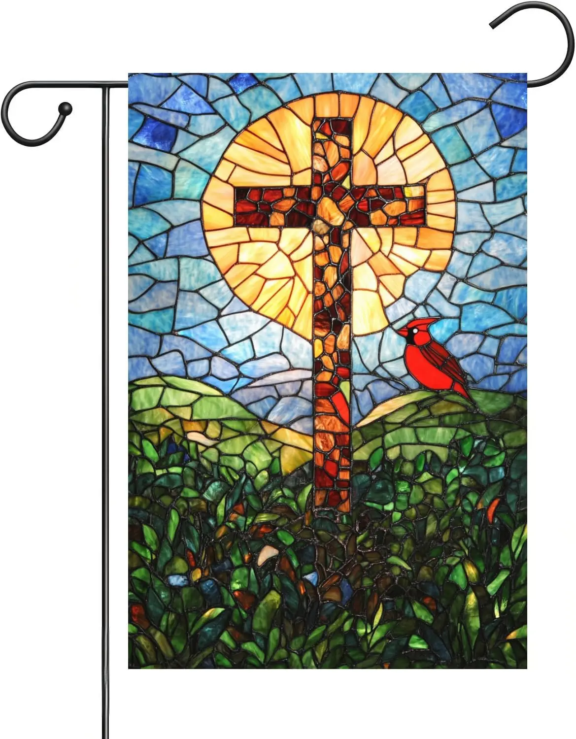 Funny Cardinal Garden Flag 12x18 Inch Double Sided Easter Religious Christian Cross Garden Flag Small Burlap Banner Yard Law ZZM