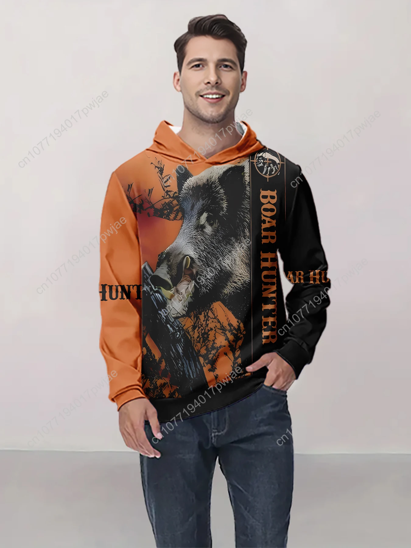 Мужская толстовка с капюшоном с 3D принтом медведя — пуловер с капюшоном на тему охоты на диких и оленей, теплый повседневный зимний свитер с охотничьем на открытом воздухе