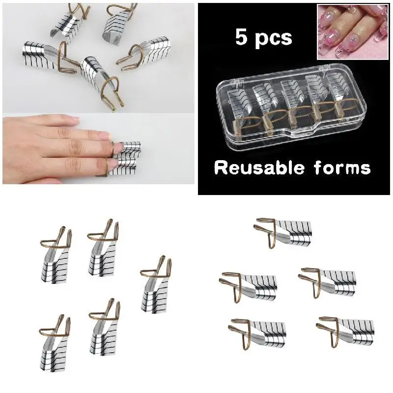 Pochoirs à ongles UV en acrylique, 5 pièces, outils pour manucure à la française, Extension pour Nail Art, vente