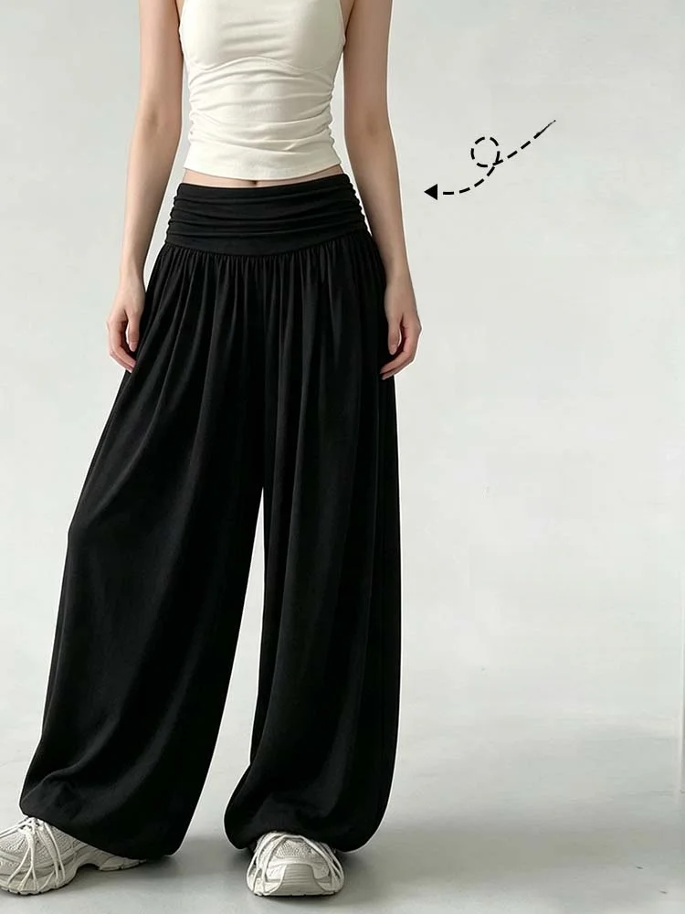 Summer Thin Loose Casual Fitness Sports Dance Pants Women's Lantern Pants High Waist Elastic Waistband Soft Comfortable Fabric