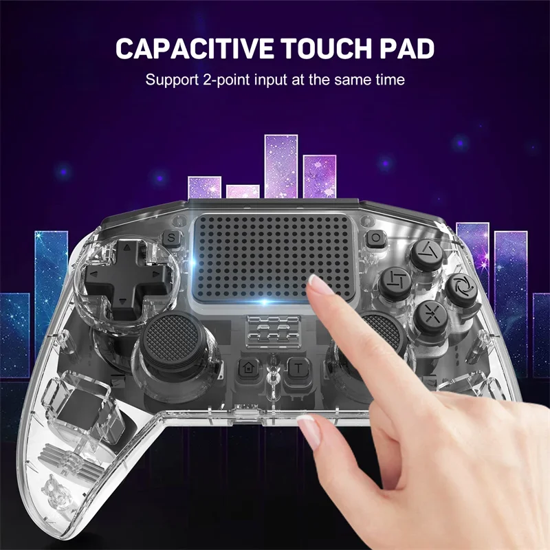 LinYuvo KP01 Pro Bluetooth Wireless Joypad Transparent color With Dual motor Turbo For PlayStation 4 Controller Joystick Gamepad