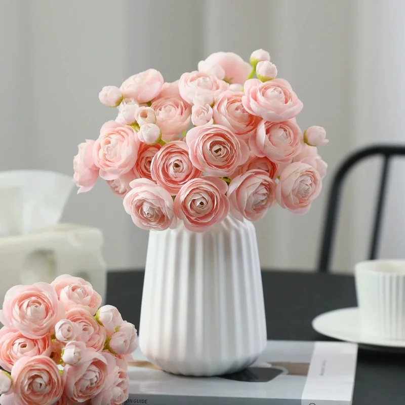 

6pcs/Bouquet 28cm Artificial Camellia Bud Bouquet for Home Window Mall Decoration Wedding Bridal Handheld Floral Arrangement