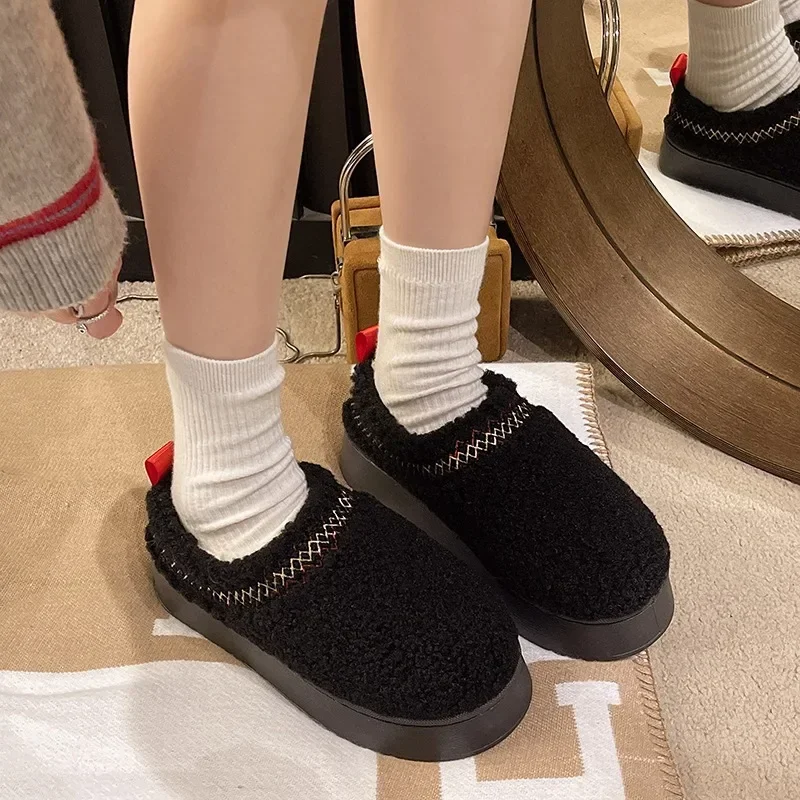 2025Selling New Winter Ankle Boots Comfortable Round Toe Plush Warm Women Cotton Slippers Non-slip Thick Sole Outdoor Snow Boots