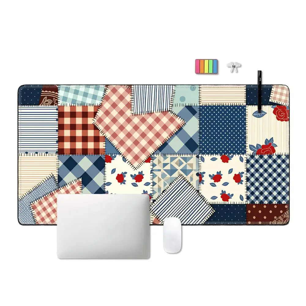 HYBXAXC Vintage Patchwork Desk Mat, Large Gaming Mouse Pad