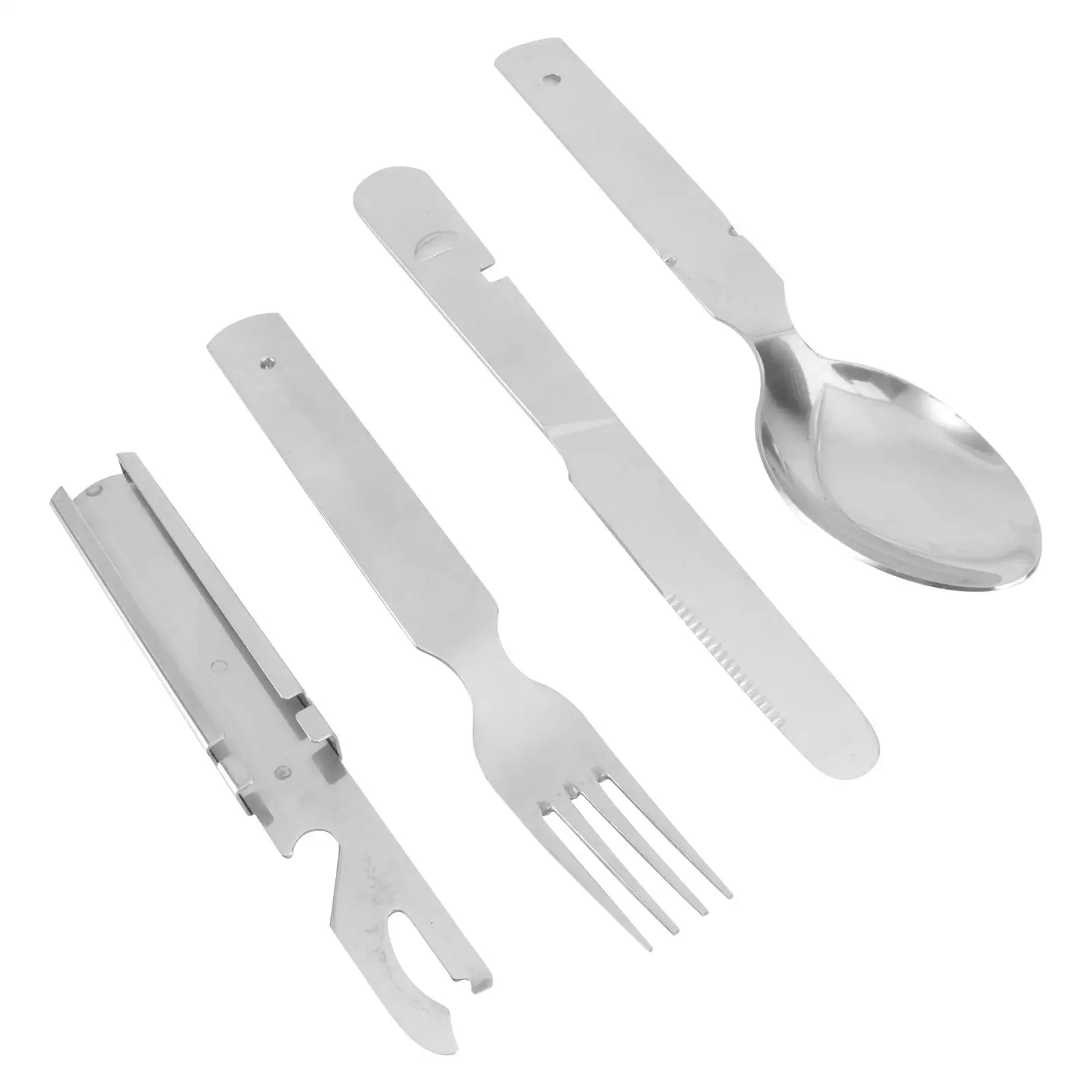 

4pcs in 1 Set Portable Utensils Cutlery Set 4-Piece Including Fork Spoon Stainless Steel Set for Travel Camping (Silver