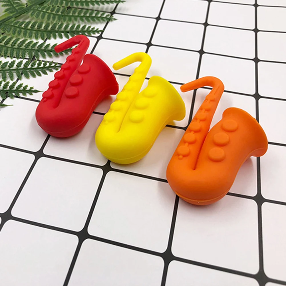 

3pcs Silicone Spill Stopper Pot Cover Overflow Protector Kitchen Gadgets Creative Saxophone Shape Red Yellow Orange For