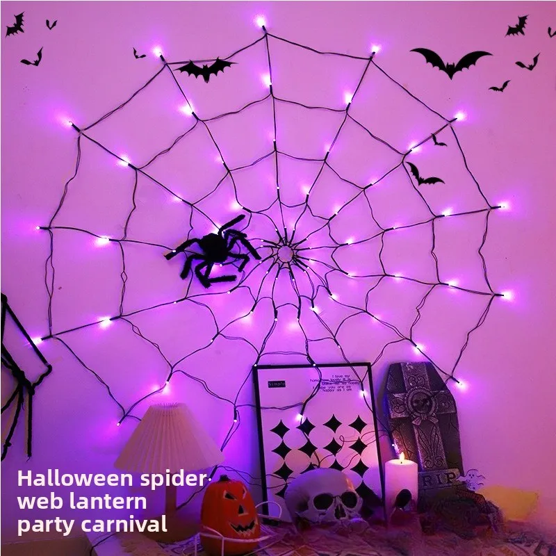 

70-lamp Remote Control Waterproof Battery Box Model + Spider Halloween Decorative Light LED String Color Light