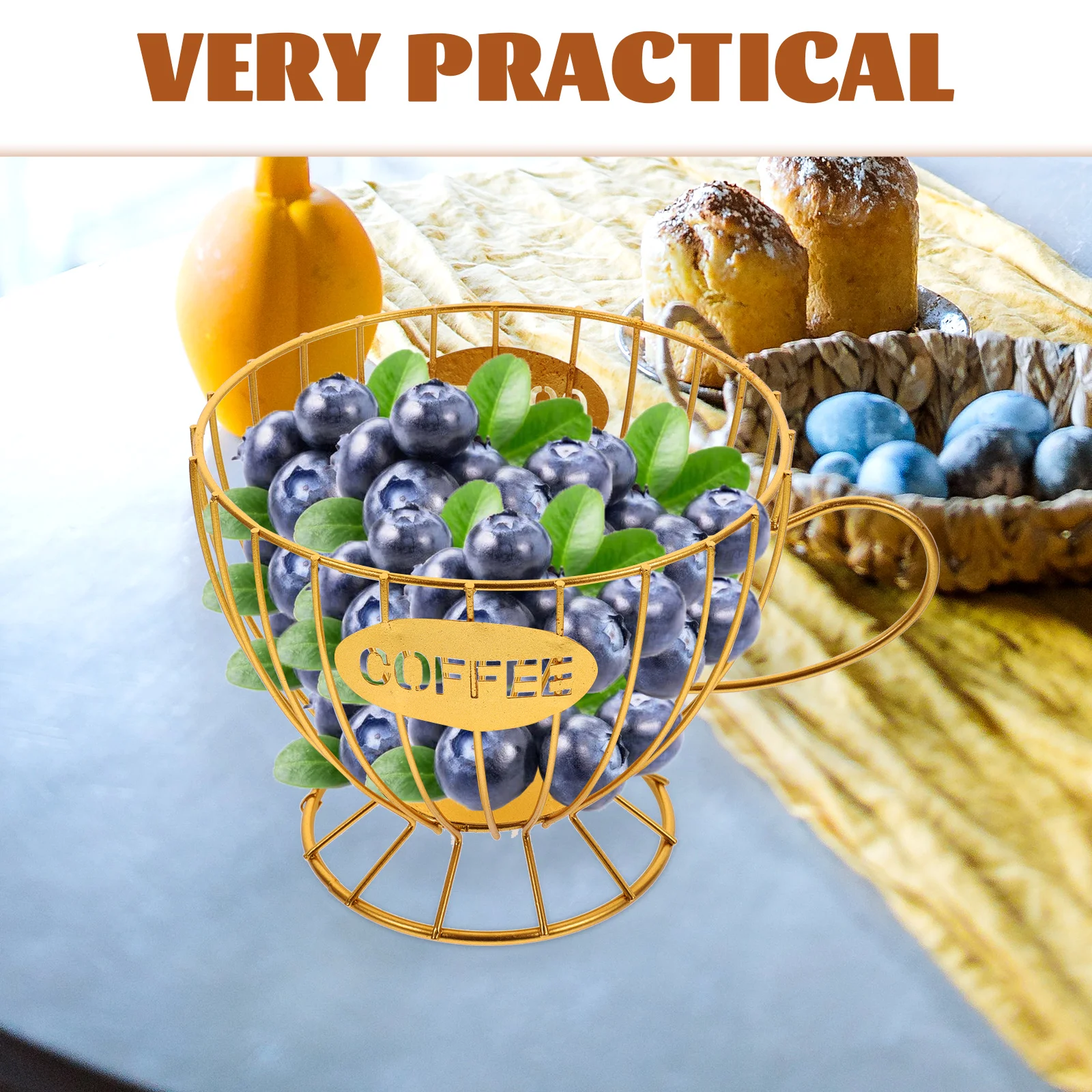 

Coffee Pod Storage Holder Iron Snack Basket Cup Design Fruit Container Organizer For Countertop Home Kitchen Metal Display Stand