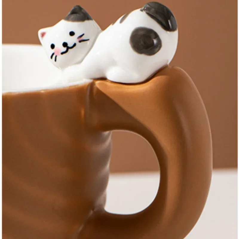 Creative Cartoon Cat Ceramic Mug Cute Cat Cup Children\'s Milk Breakfast Home Office Coffee Cups Tea Cup Gift Frends Drinkware