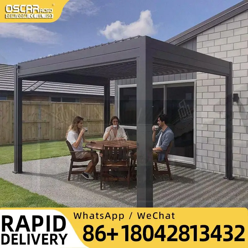 Automatic Outdoor Arches Bioclimatic Louvred Roof Aluminium Pergola for Patio Garden Backyard pergola