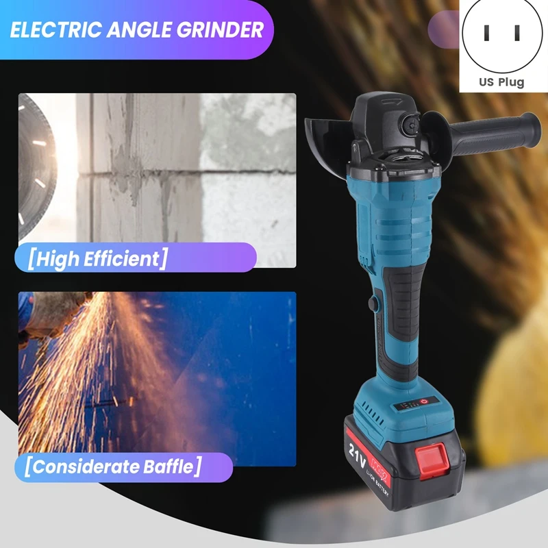 ABSJ-21V 100Mm Brushless Angle Grinder Grinding Tool Cutting Machine Power Tool For Cutting Polishing  Tile US Plug