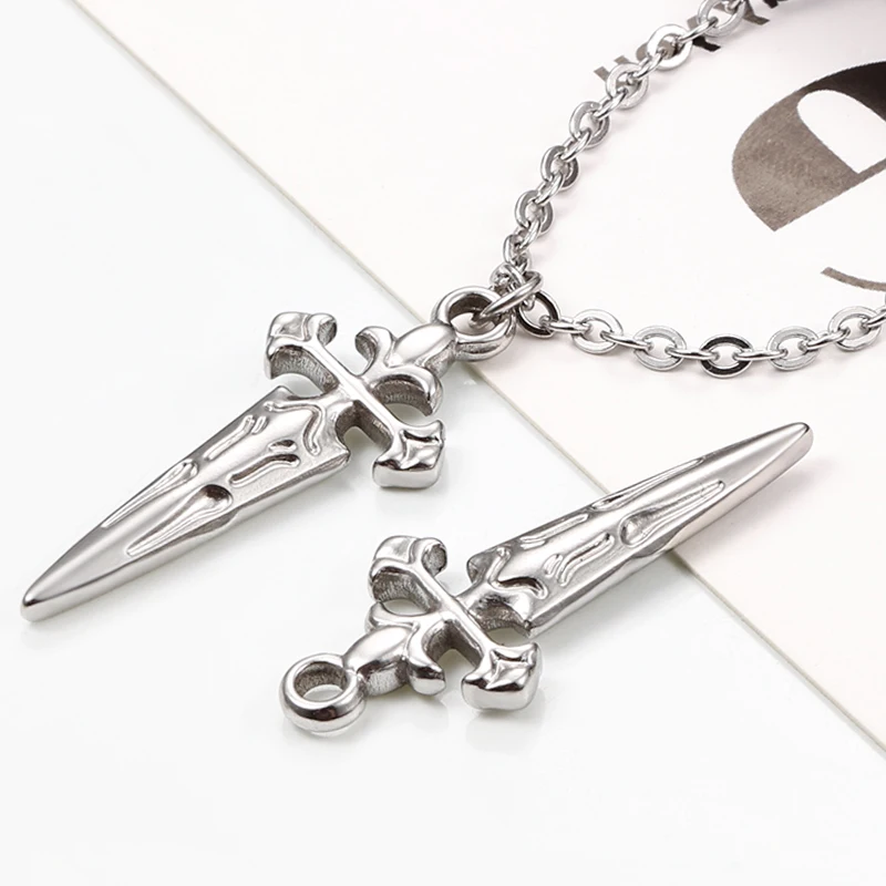 

Sword Shaped Cross Pendant Stainless Steel Charms DIY Accessories Jewelry Making Trend Necklaces Bracelets Crafting Supplies