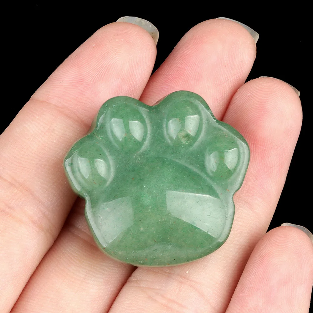 1PC Cat Paw Natural Crystal Ornaments Amethyst Rose Quartzs Beads Healing Carving Stone Home Decoracion 28x30mm