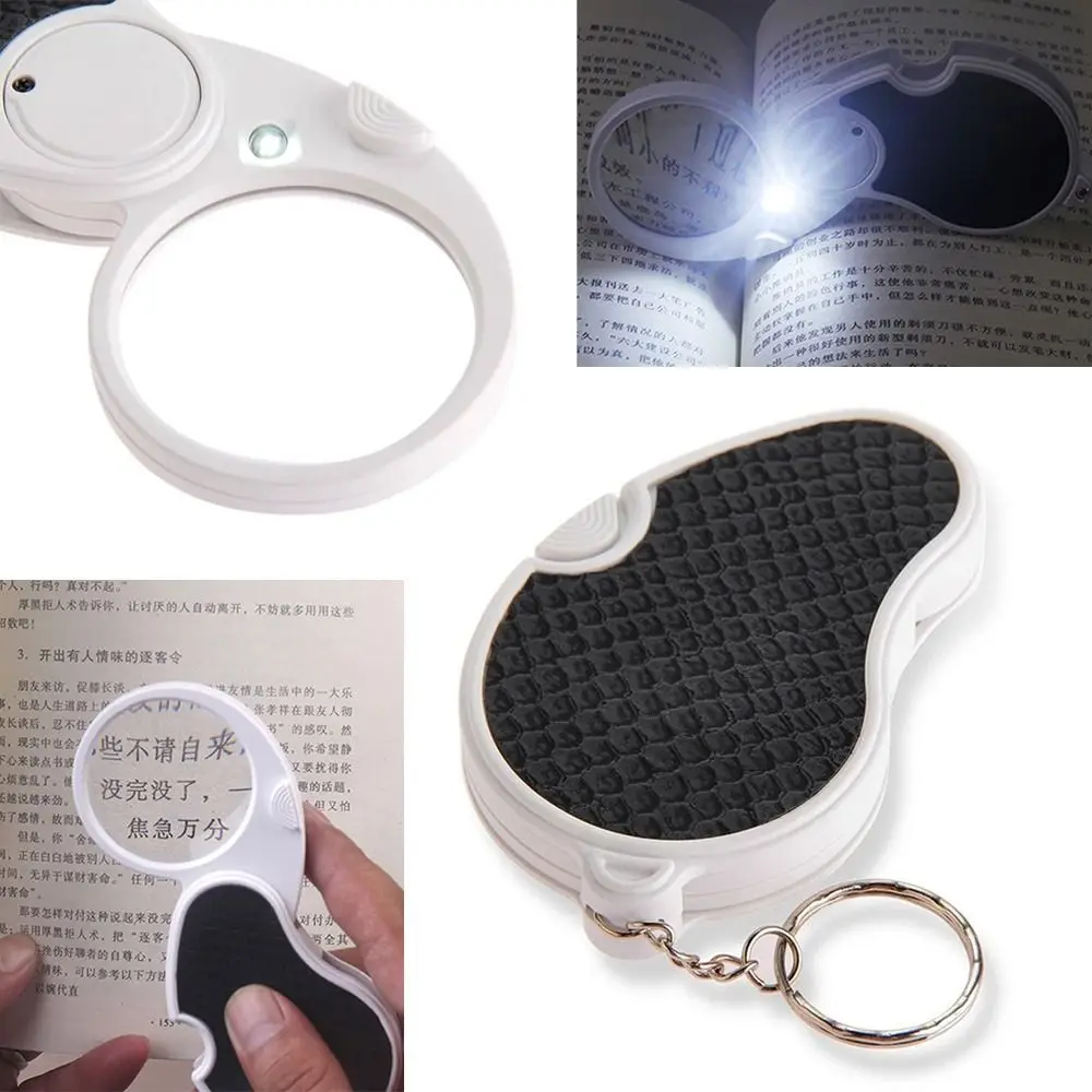 Durable Glass Loupe Mini HD Key Chain Magnifiers Magnifying Glass Lens 5X Folding Magnifiers