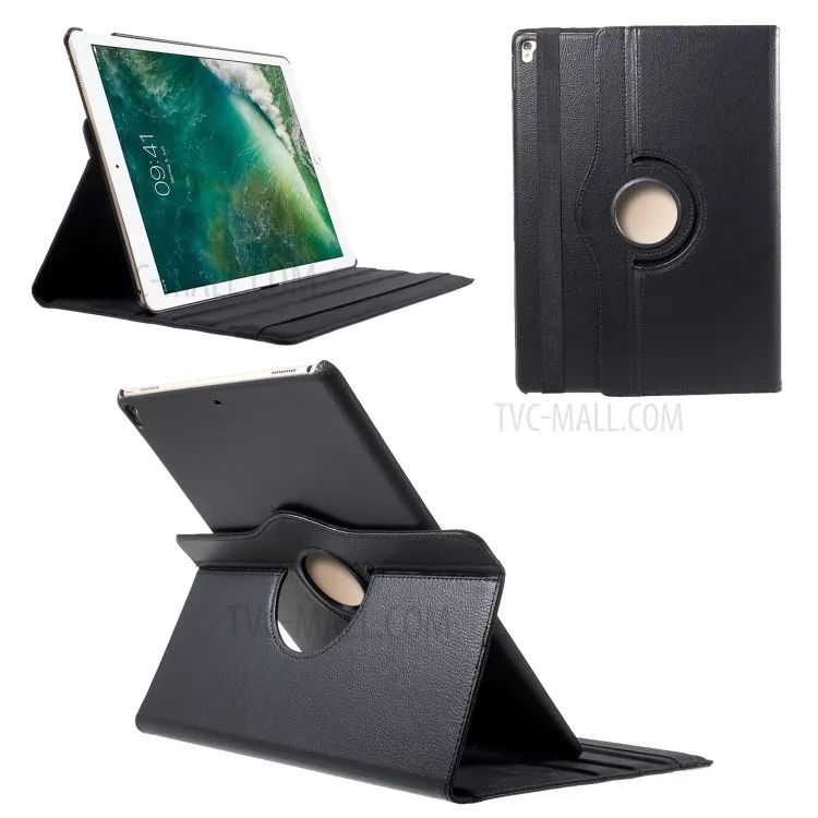 

For iPad Pro 12.9-inch (2017) Litchi Texture 360 Swivel Stand Leather Tablet Cover Shell - Black
