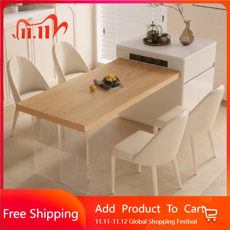 

Акриловый обеденный стол в скандинавском стиле, современные деревянные стулья, обеденный стол на балконе, ресторан, сад, офис, Mesas De Comedor, кухонная мебель