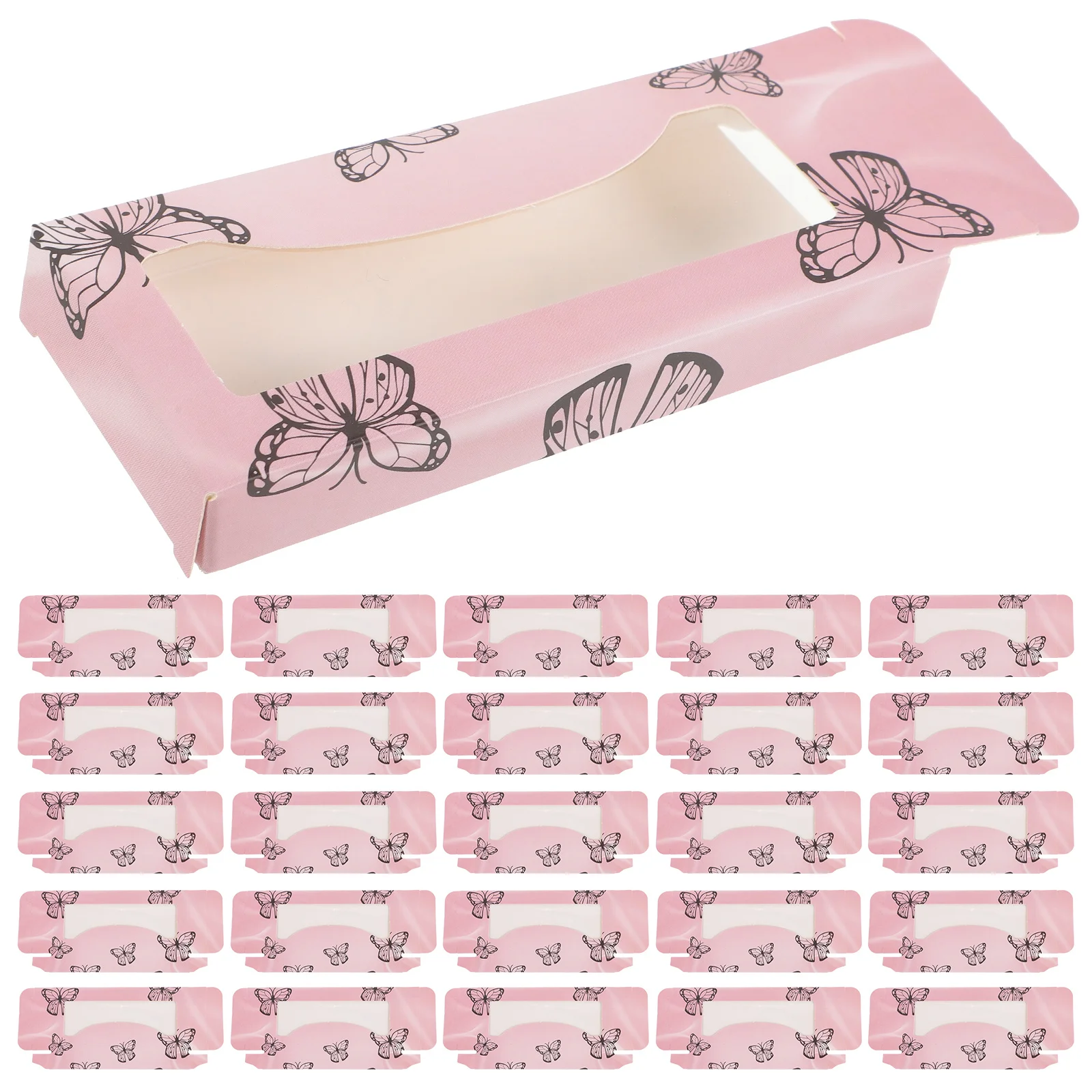 

30Pcs Lash Paper Boxes Rectangular Fake Eyelash Storage Case Clear Window Portable False Eyelash Organizer and Packaging