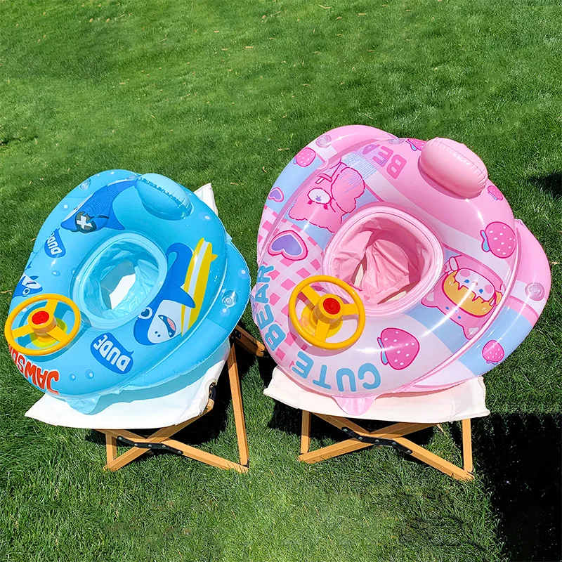 جديد لطيف الدب الطفل طوافة بلاستيكية للسباحة سلامة السباحة مقعد مع عجلة القيادة مقعد الطفل الكرتون العائمة حلقة لعبة الشاطئ الطرف