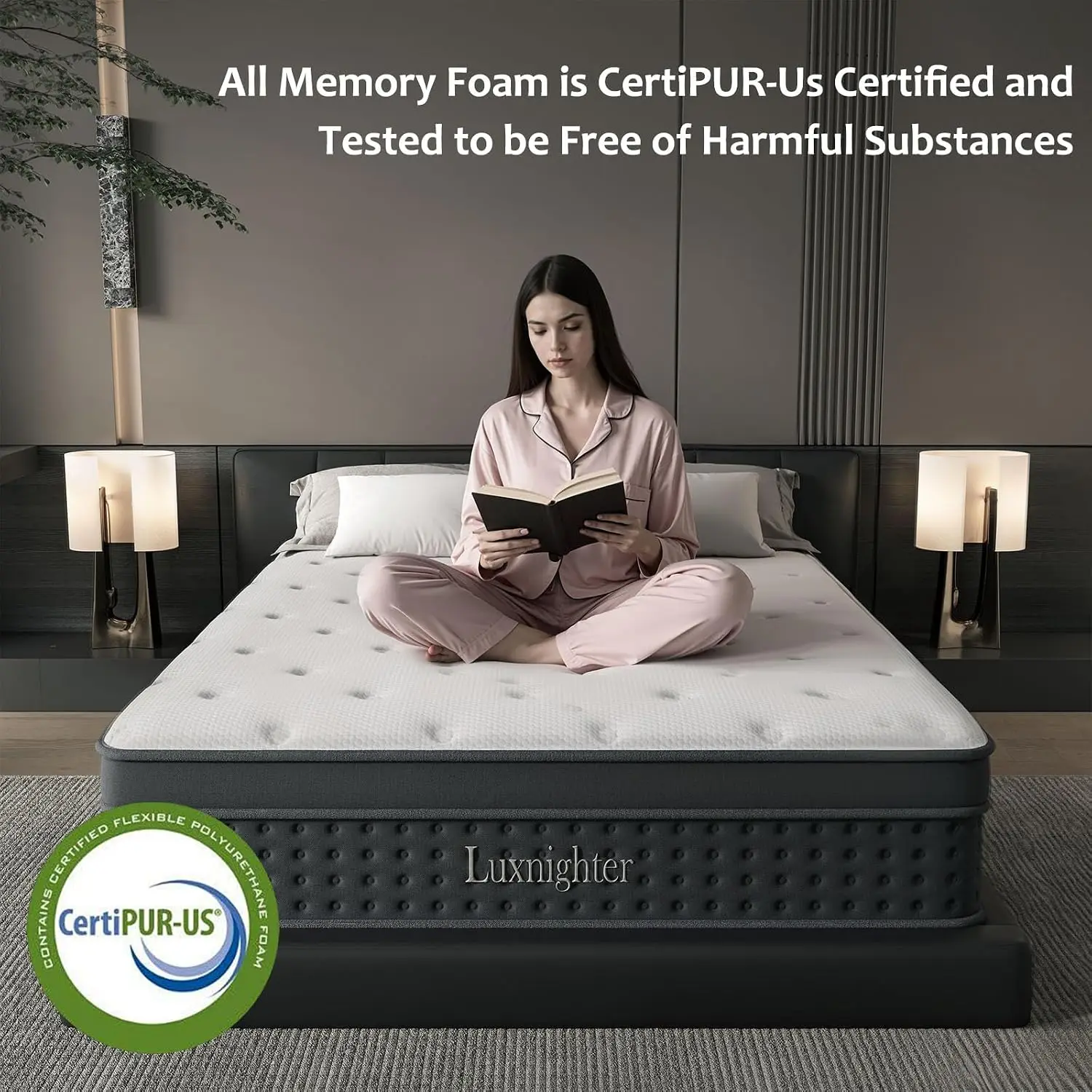 King Size Mattress, 14 Inch king Mattress in a Box, Cooling Matress with Memory Foam & Individual Pocket Springs, Customized