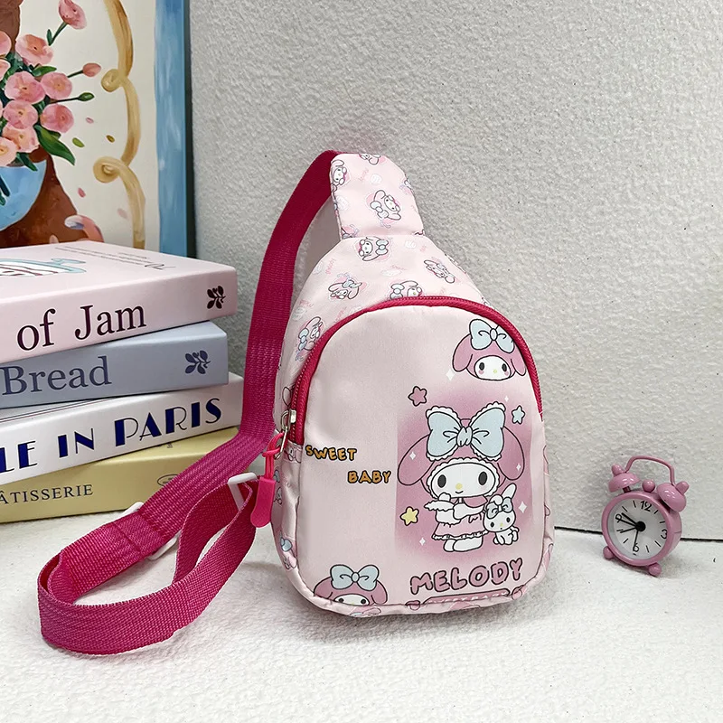 Sanrio nuevo bolso de pecho Kawaii Hello Kitty Kuromi bolso cruzado lindo y a la moda My Melody Cinnamoroll bolsa de almacenamiento de viaje regalo para niña