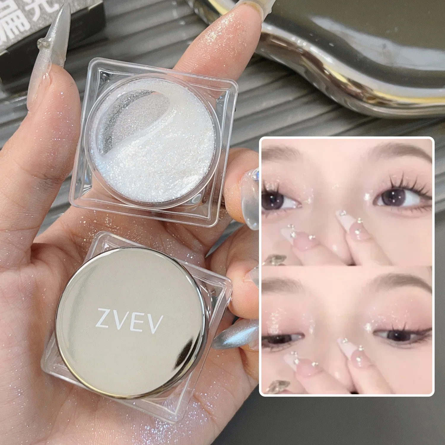 Glitter Smoky Eyeshadow Gel Palette Metallic Dark Silver Wet Eyes Shadow Highlighter Pearl Pigments Cosmetic Lasting Eyes Makeup