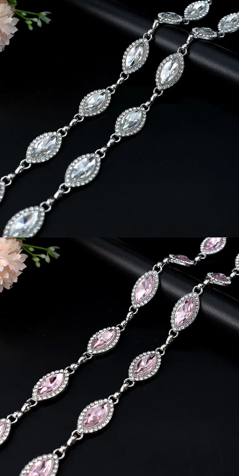 10 Yards Strass-Kettenbesatz, glänzender Kristall, Diamant-Zubehör, DIY, Handwerk, Geschenk, Kleidung, Schuhe, Taschen, Diamant-Dekoration – Detail 5