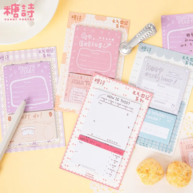 1pack Bookmark Note Pads Gift Memo Supplies Message Cute Simple Sticky Stationery Student Office Plan Label Bookmark Accessories